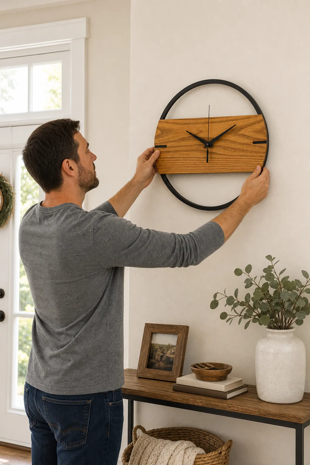 Installing a Modern Wood and Metal Wall Clock Installing a Modern Wood and Metal Wall Clock