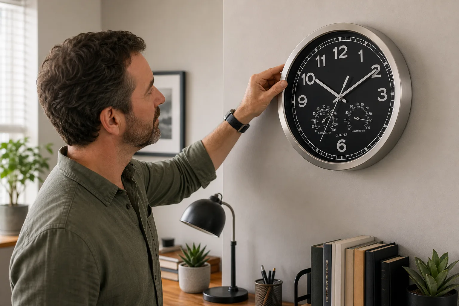 Modern Wall Clock Adjusted in Home Office Modern Wall Clock Adjusted in Home Office