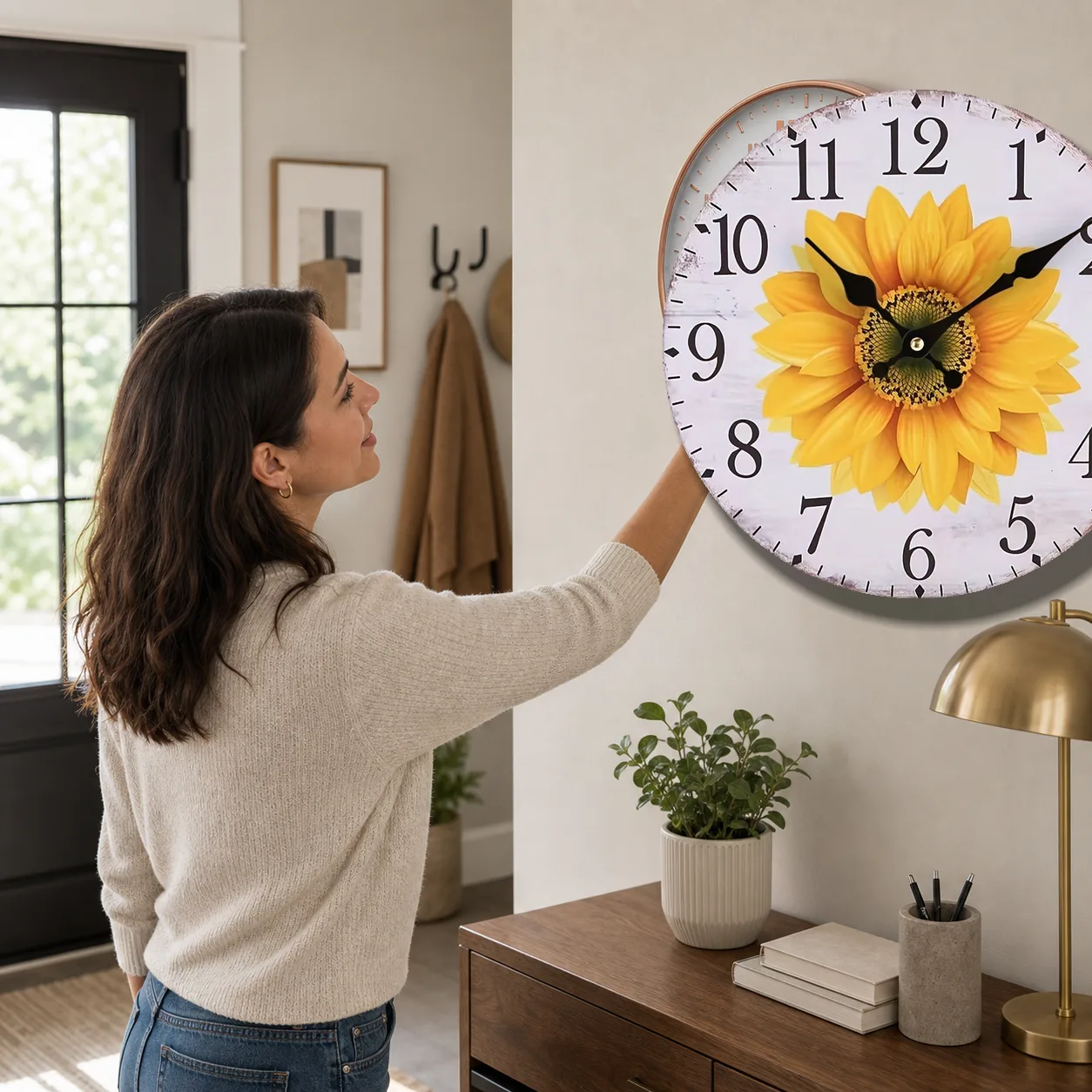 Rustic Sunflower Wall Clock Entryway Time Check Rustic Sunflower Wall Clock Entryway Time Check