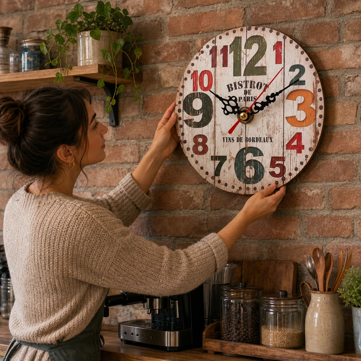 Hanging rustic farmhouse Paris wall clock Hanging rustic farmhouse Paris wall clock