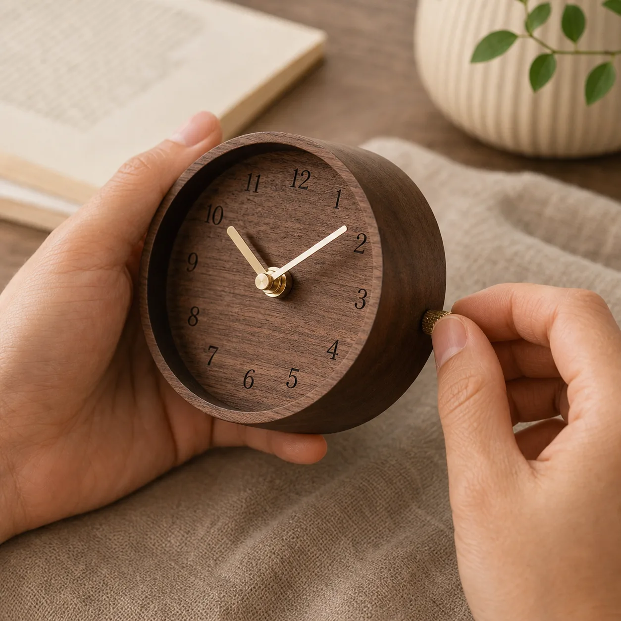Setting the Walnut Wooden Desk Clock Setting the Walnut Wooden Desk Clock