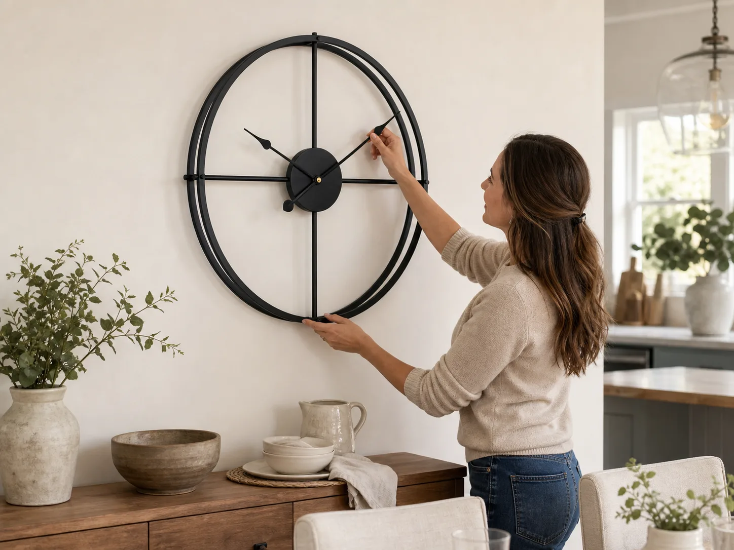 Geometric Metal Wall Clock Gold Black Dining Nook Decor Geometric Metal Wall Clock Gold Black Dining Nook Decor