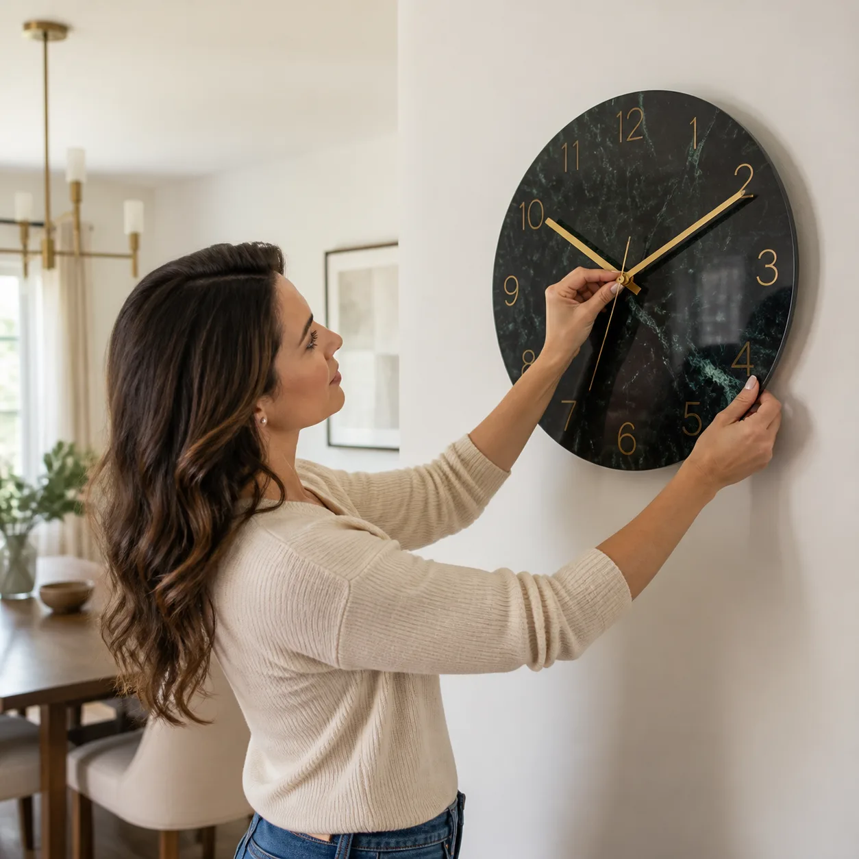 Dark Marble Glass Wall Clock Dining Room Moment Dark Marble Glass Wall Clock Dining Room Moment