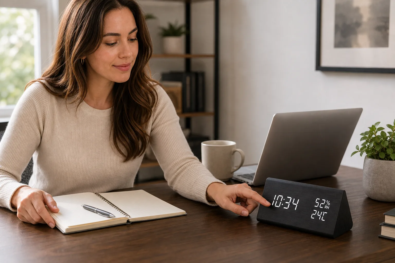 Setting the Digital Clock at a Home Desk Setting the Digital Clock at a Home Desk
