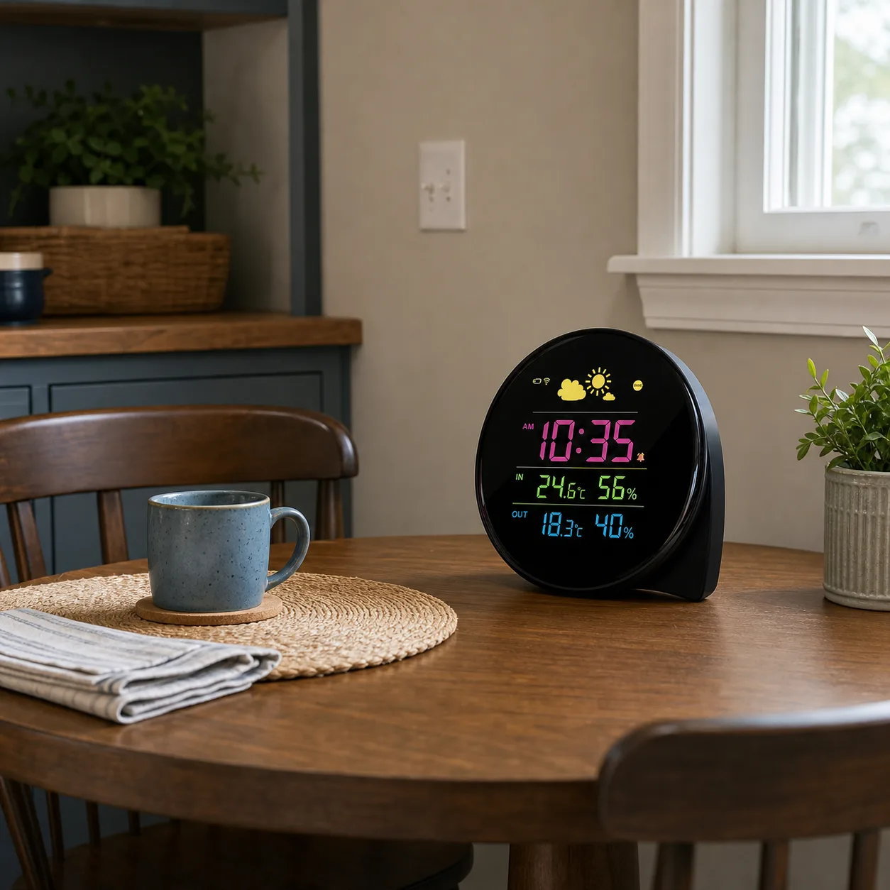 Weather Station Clock in a Dining Nook Weather Station Clock in a Dining Nook