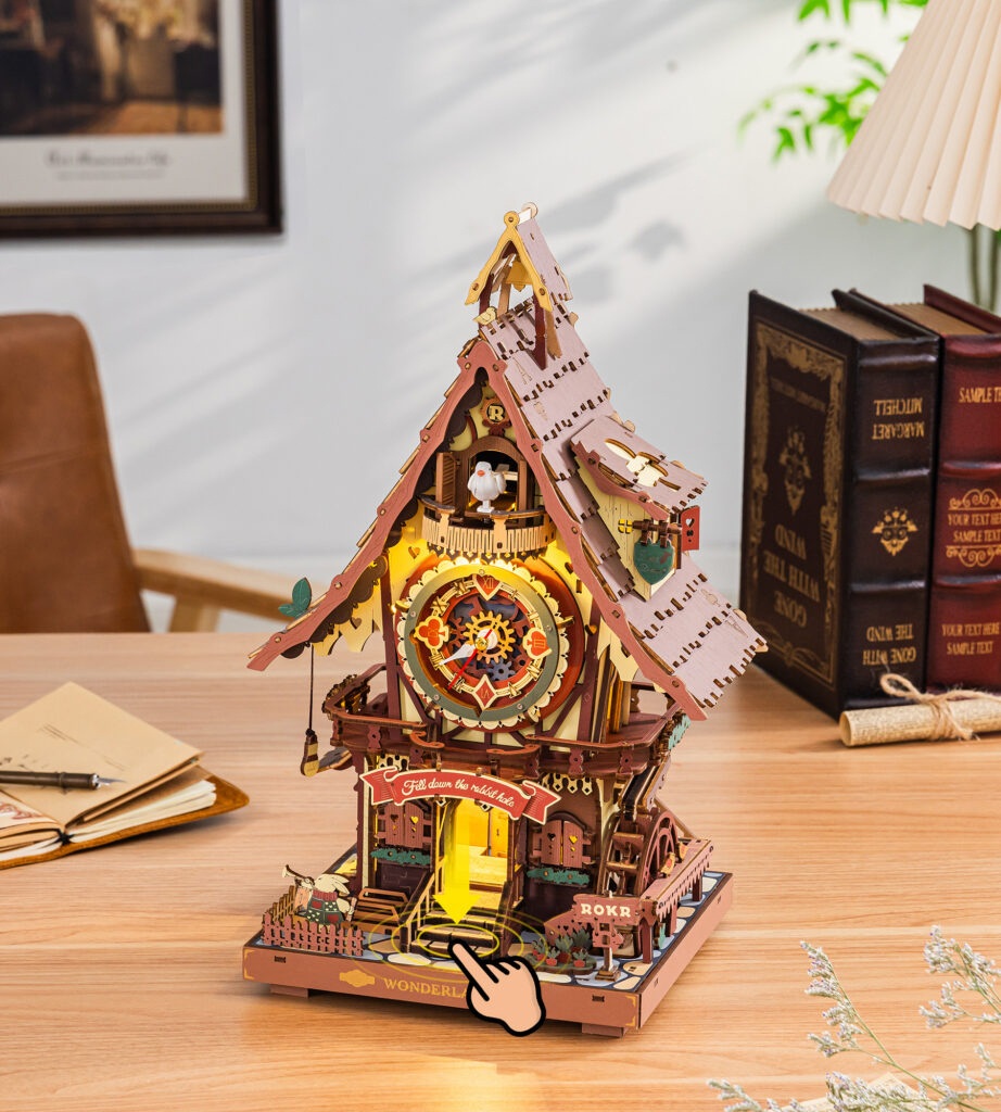 Colorful Wooden Cuckoo Clock Puzzle Kit with Light & Sound Colorful Wooden Cuckoo Clock Puzzle Kit with Light & Sound