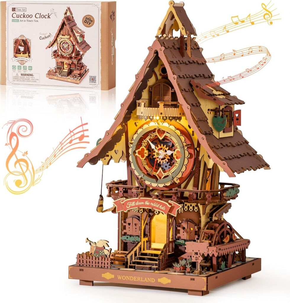 Colorful Wooden Cuckoo Clock Puzzle Kit with Light & Sound Colorful Wooden Cuckoo Clock Puzzle Kit with Light & Sound