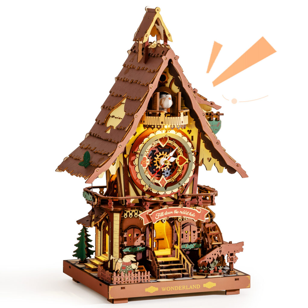 Colorful Wooden Cuckoo Clock Puzzle Kit with Light & Sound Colorful Wooden Cuckoo Clock Puzzle Kit with Light & Sound