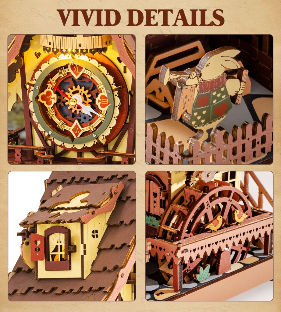 Colorful Wooden Cuckoo Clock Puzzle Kit with Light & Sound Colorful Wooden Cuckoo Clock Puzzle Kit with Light & Sound
