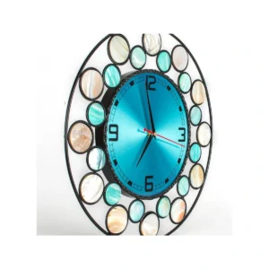 Elegant Modern Wall Clock | Blue Dial & Mother of Pearl Accents for Home Decor