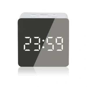 Modern LED Digital Mirror Alarm Clock with Snooze, Temp & Night Light