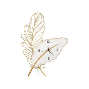 Elegant Gold Feather Wall Clock | Modern Luxury Decorative Timepiece Art