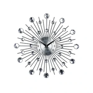 Modern Crystal Sunburst Wall Clock - Silent Decorative Home Decor