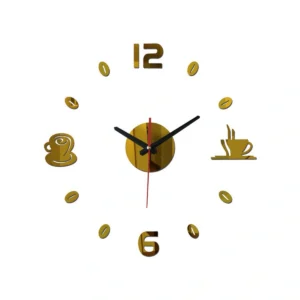 Modern DIY Coffee Theme Wall Clock | Graphic Mirror Acrylic Wall Decor Art