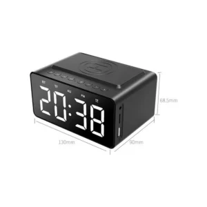Modern Digital Alarm Clock with Wireless Charger, Bluetooth Speaker & FM Radio