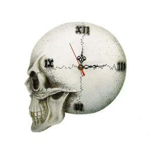 Gothic Skull Wall Clock with Roman Numerals - Unique Spooky Halloween Decor