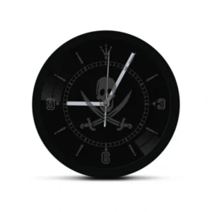 Pirate Skull & Swords LED Wall Clock - Illuminated Jolly Roger Decor