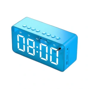 Modern Digital Alarm Clock & Bluetooth Speaker with Mirror LED Display
