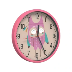 Silent Kids Wall Clock - Cute Fox or Owl Design for Nursery & Children's Room