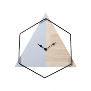 Modern Geometric Wall Clock - Wood & Metal Minimalist Nordic Decor