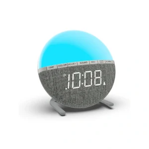 Modern Digital Alarm Clock with Multi-Color Wake Up Light & Fabric Speaker Design