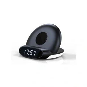 Modern Digital Alarm Clock with 15W Wireless Charger & Phone Stand