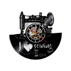 Sewing Machine Vinyl Record LED Wall Clock - Unique Craft Room Decor Gift