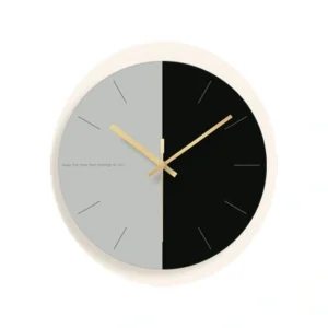 Modern Minimalist Silent Wall Clock | Black & Gray Decorative Glass Timepiece