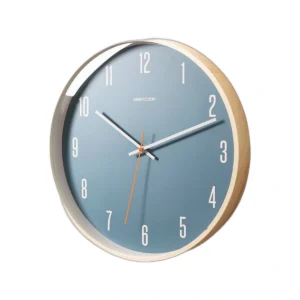 Modern Silent Wall Clock - Minimalist Wood/Black Frame, Teal/Green Face
