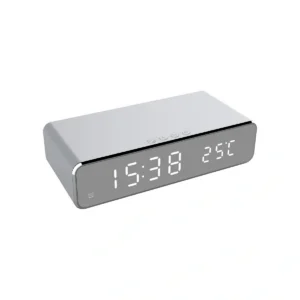 Modern Digital Alarm Clock with 5W Wireless Charger | LED Time & Temp Display