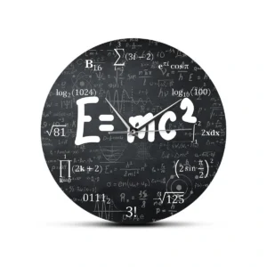 E=mc² Science & Math Formula Wall Clock | Unique Chalkboard Physics Decor