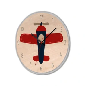 Kids Wooden Wall Clock for Nursery & Bedroom Decor - Silent & Educational Timepiece