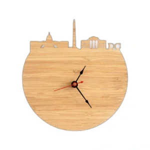 Modern City Skyline Wooden Wall Clock - Bamboo & Walnut Decor Timepiece