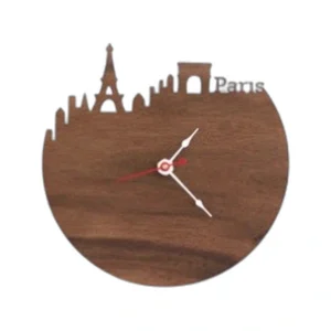 Modern City Skyline Wood Wall Clock - Travel Theme Home Decor Timepiece