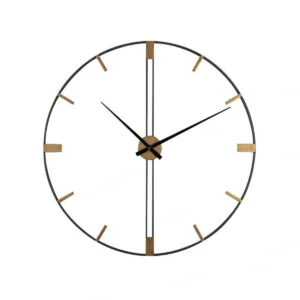 Large Minimalist Industrial Wall Clock - Modern Metal & Wood Silent Decor