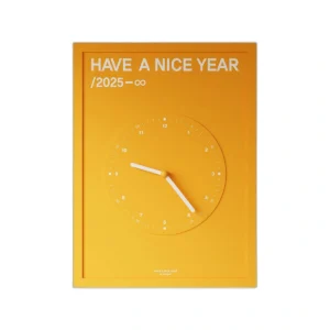 Modern Minimalist Yellow Wall Clock - Have A Nice Year 2025 Desktop Decor