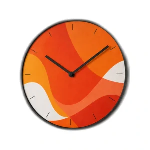 Modern Abstract Silent Wall Clock in Vibrant Orange